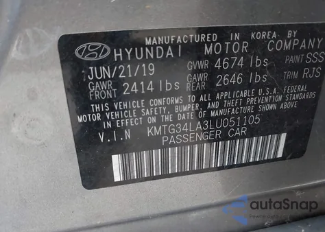2020 Genesis G70 2.0T Rwd from USA, damaged, VIN KMTG34LA3LU051105
